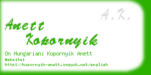 anett kopornyik business card